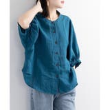 リネン混ノーカラー半袖シャツ レディース トップス | NinaetLina | 詳細画像7