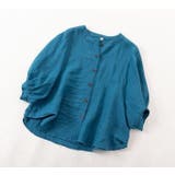 リネン混ノーカラー半袖シャツ レディース トップス | NinaetLina | 詳細画像11