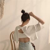 ホワイト | バックオープンショート丈Tシャツ | NinaetLina