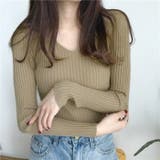 Vネックタイトリブニットソー レディース トップス | NinaetLina | 詳細画像3