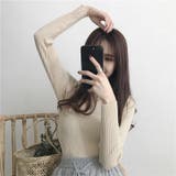 Vネックタイトリブニットソー レディース トップス | NinaetLina | 詳細画像4