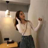 Vネックタイトリブニットソー レディース トップス | NinaetLina | 詳細画像7