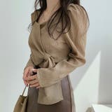 スクエアネック楊柳長袖ブラウス レディース トップス | NinaetLina | 詳細画像4