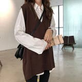 ブラウン | Vネックニットベスト レディース トップス | NinaetLina