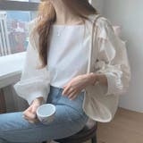 スクエアネック長袖ブラウス レディース トップス | NinaetLina | 詳細画像3