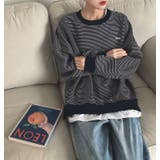 ボーダー裾フェイクレイヤード長袖カットソー レディース トップス | NinaetLina | 詳細画像4