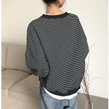 ボーダー裾フェイクレイヤード長袖カットソー レディース トップス | NinaetLina | 詳細画像5