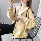 ベージュ | 前ボタンバックデザイン薄手スエットパーカー レディース トップス | NinaetLina