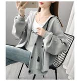 グレー | 前ボタンバックデザイン薄手スエットパーカー レディース トップス | NinaetLina