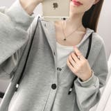 前ボタンバックデザイン薄手スエットパーカー レディース トップス | NinaetLina | 詳細画像6