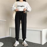 ブラック | アンクル丈テーパードデニム レディース ボトムス | NinaetLina