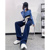 ネイビー | ミニ裏毛スエットストレートパンツ レディース ボトムス | NinaetLina