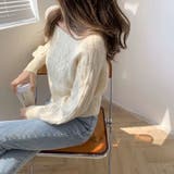 スクエアネックケーブルニット レディース セーター | NinaetLina | 詳細画像3