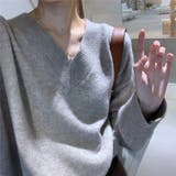 Vネックサイドスリットニット レディース トップス | NinaetLina | 詳細画像3
