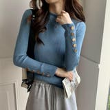 ブルー | 裏フリースボアリブニット レディース トップス | NinaetLina