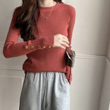 レッド | 裏フリースボアリブニット レディース トップス | NinaetLina