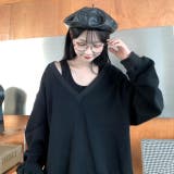 インナータンクトップ付きVネックカットソー レディース トップス | NinaetLina | 詳細画像7