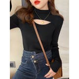 ブラック | リブニットソー レディース トップス | NinaetLina