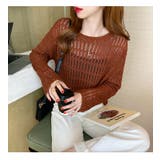 ブラウン | シアーショート丈ニット レディース トップス | NinaetLina