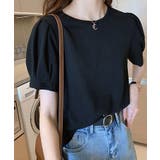 ブラック | Tシャツ レディーストップス 半袖 カットソー 韓国ファッション カジュアル | NinaetLina