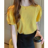 イエロー | Tシャツ レディーストップス 半袖 カットソー 韓国ファッション カジュアル | NinaetLina