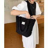 ブラック | ぽこぽこトートバッグ ワッフル風バッグ 大容量 | NinaetLina