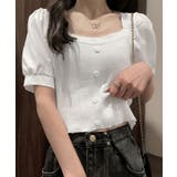 異素材シフォンサマーニット レディース スクエアネック | NinaetLina | 詳細画像1 
