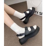 ブラック | 厚底サンダル ダブルベルト 夏靴 | NinaetLina