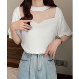 ホワイト | サマーニット 胸元シースルー リブニット | NinaetLina