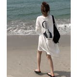 ホワイト | 五分袖Tシャツワンピース バックプリント レディース | NinaetLina