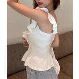 リブキャミソール フリル タンクトップ | NinaetLina | 詳細画像3