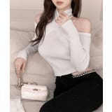 ホワイト | ショート丈トップス へそ出し リブニット | NinaetLina