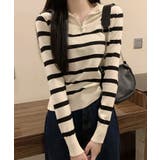 ハーフジップボーダー ニットプルオーバー 大人カジュアル | NinaetLina | 詳細画像4