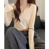 ショート丈トップス キーネック Tシャツ | NinaetLina | 詳細画像2