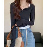ショート丈トップス キーネック Tシャツ | NinaetLina | 詳細画像4