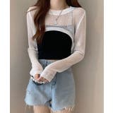 ホワイト | メッシュ編み ニットトップス ショート丈 | NinaetLina