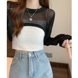 メッシュ編み ニットトップス ショート丈 | NinaetLina | 詳細画像4
