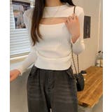 ホワイト | ニットトップス 胸開き ニットウエア | NinaetLina