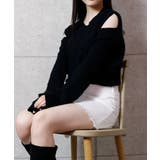 ブラック | ケーブル編みニット レディース 肩だしニット | NinaetLina
