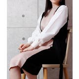 ブラック×ベージュ | 袖切り替え ニットワンピース ロング配色 | NinaetLina