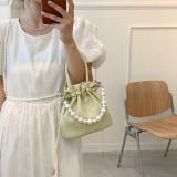 イエローグリーン | パールハンドバック ミニバッグ 2wayチェーン付きショルダーバッグ | NinaetLina