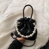 ブラック | パールハンドバック ミニバッグ 2wayチェーン付きショルダーバッグ | NinaetLina