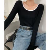 ブラック | 無地リンガーカットソー レディース トップス | NinaetLina