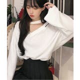 ホワイト | 肩出しトップス Vネック Tシャツ | NinaetLina