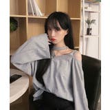 グレー | 肩出しトップス Vネック Tシャツ | NinaetLina