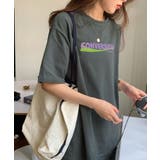 ダークグレー | Tシャツレディースカットソー半袖英字ロゴ プリントtシャツ カジュアル | NinaetLina