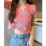 ピンク | 半袖Tシャツ メロウフリルトップス ショート丈トップス | NinaetLina