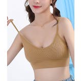 モカ | ショート丈 リブ キャミソール カップ付き おしゃれ vネック キャミソール | NinaetLina