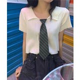 リブニット ショート丈 へそ出し 半袖 | NinaetLina | 詳細画像4