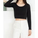 ブラック | クロップド丈長袖カットソー レディース トップス | NinaetLina